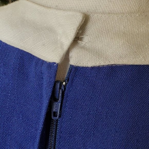 Vintage 60s Mod Blue Sailor Tent Dress Small 4 6 White Bow Knee Length‎ Pleated - Picture 9 of 13